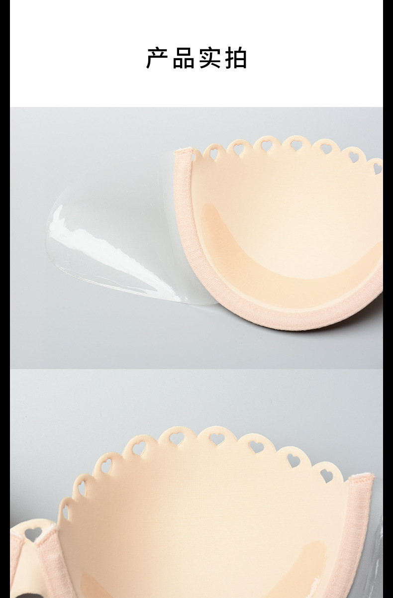 跨境新款一片式布文胸 侧翼无肩带隐形胸贴 聚拢爱心透气婚纱内衣