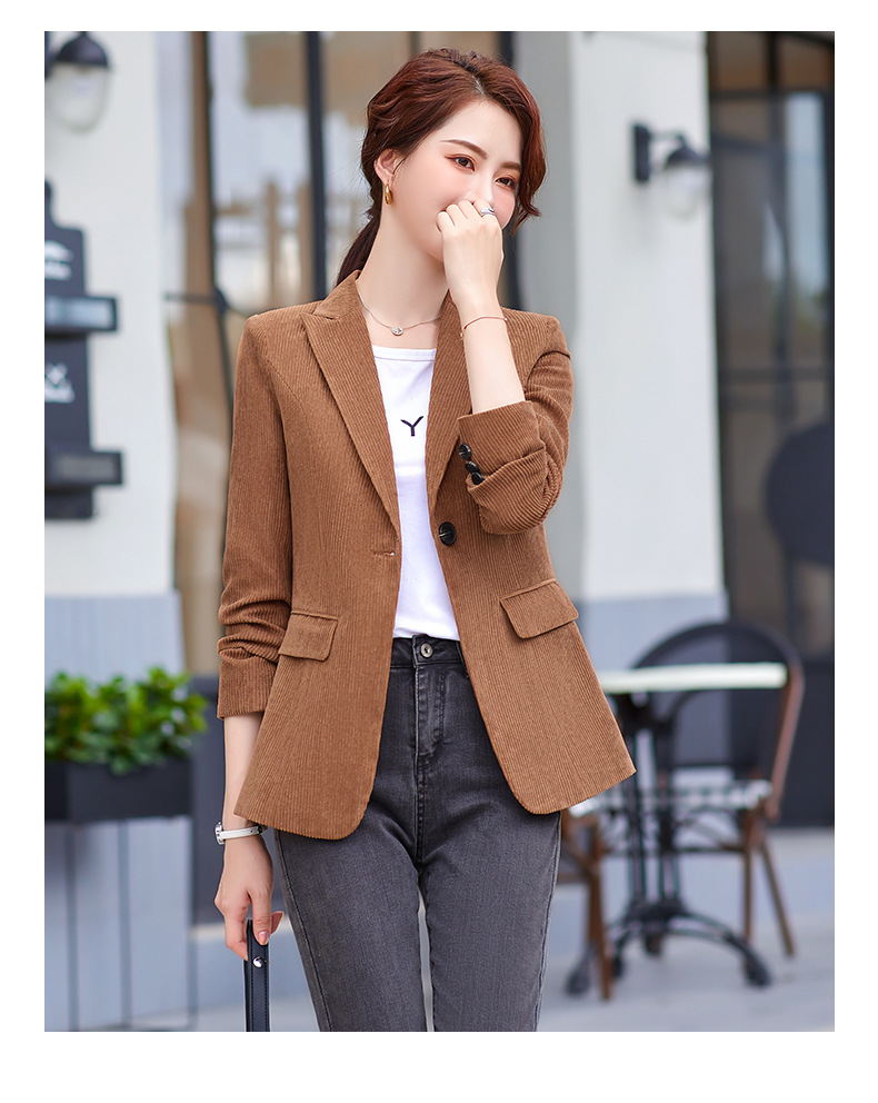 秋冬灯芯绒小西装外套女条绒西服韩版复古时尚气质百搭短款上衣潮