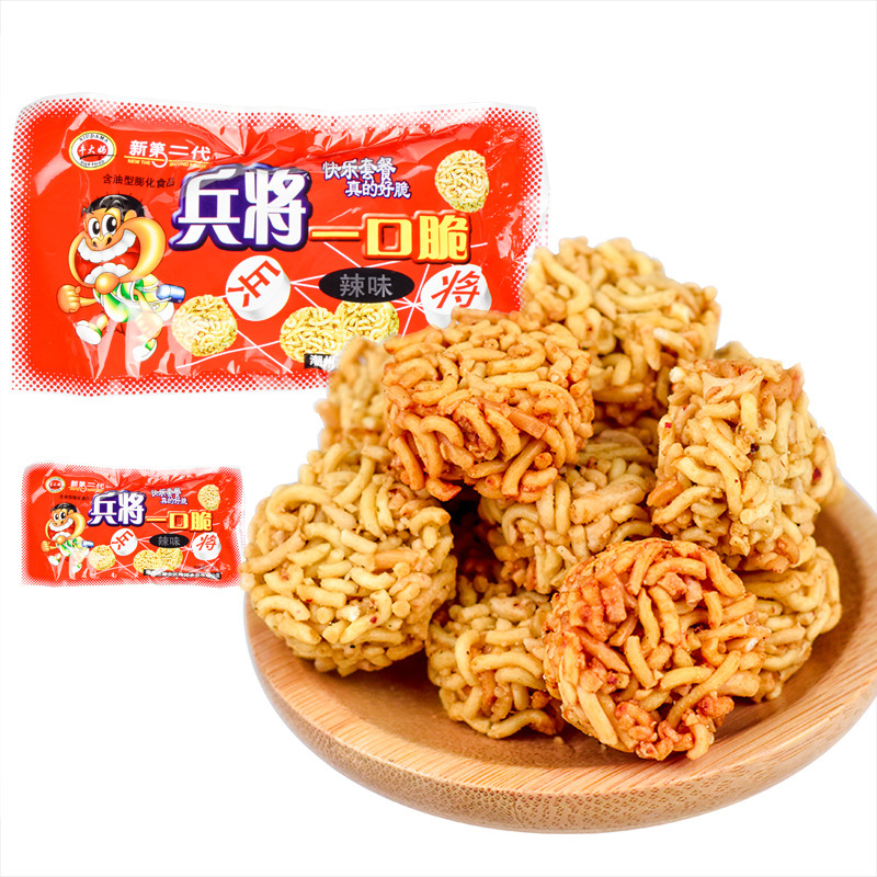牛大妈兵将一口脆 休闲零食方便面干吃干脆面膨化回忆零食26g