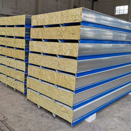 钢结构外墙屋顶100厚岩棉彩钢夹芯板 批发价100厚灰色保温彩钢板