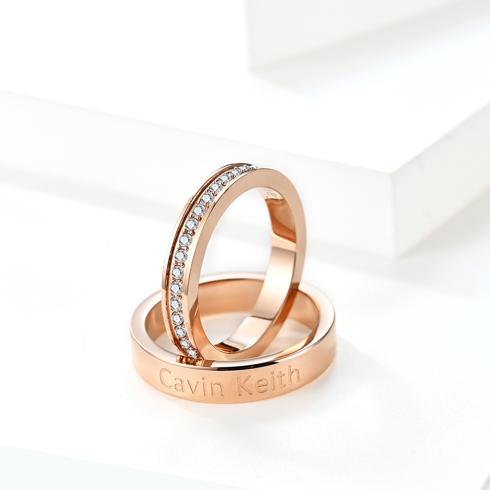 小ck戒指钛钢满天星男女对戒情人节礼物简约情侣素圈尾戒暴利货源