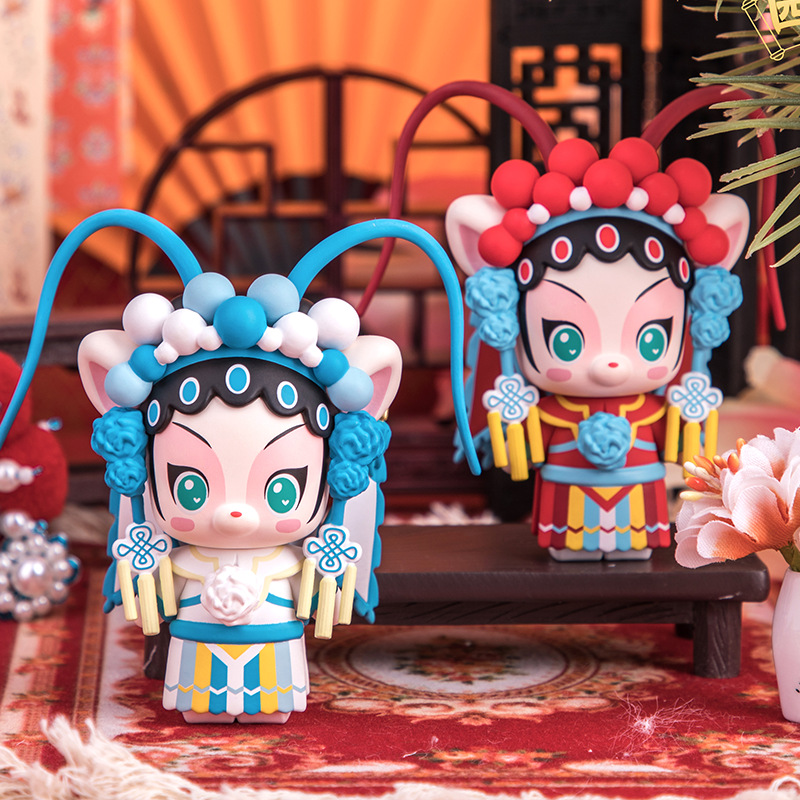 现货小鹿杏仁儿京戏游园盲盒可爱少女心公仔潮玩手办桌面摆件