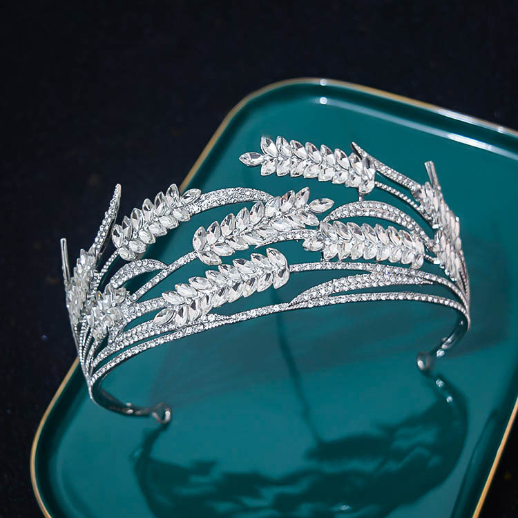 新款麦穗新娘皇冠头饰公主婚纱发箍超闪欧美水钻王冠发饰婚纱礼服