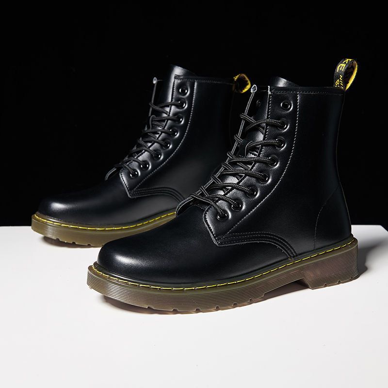 秋季男鞋皮靴男士骑士靴机车男靴马丁靴高帮潮鞋百搭工装黑色男靴