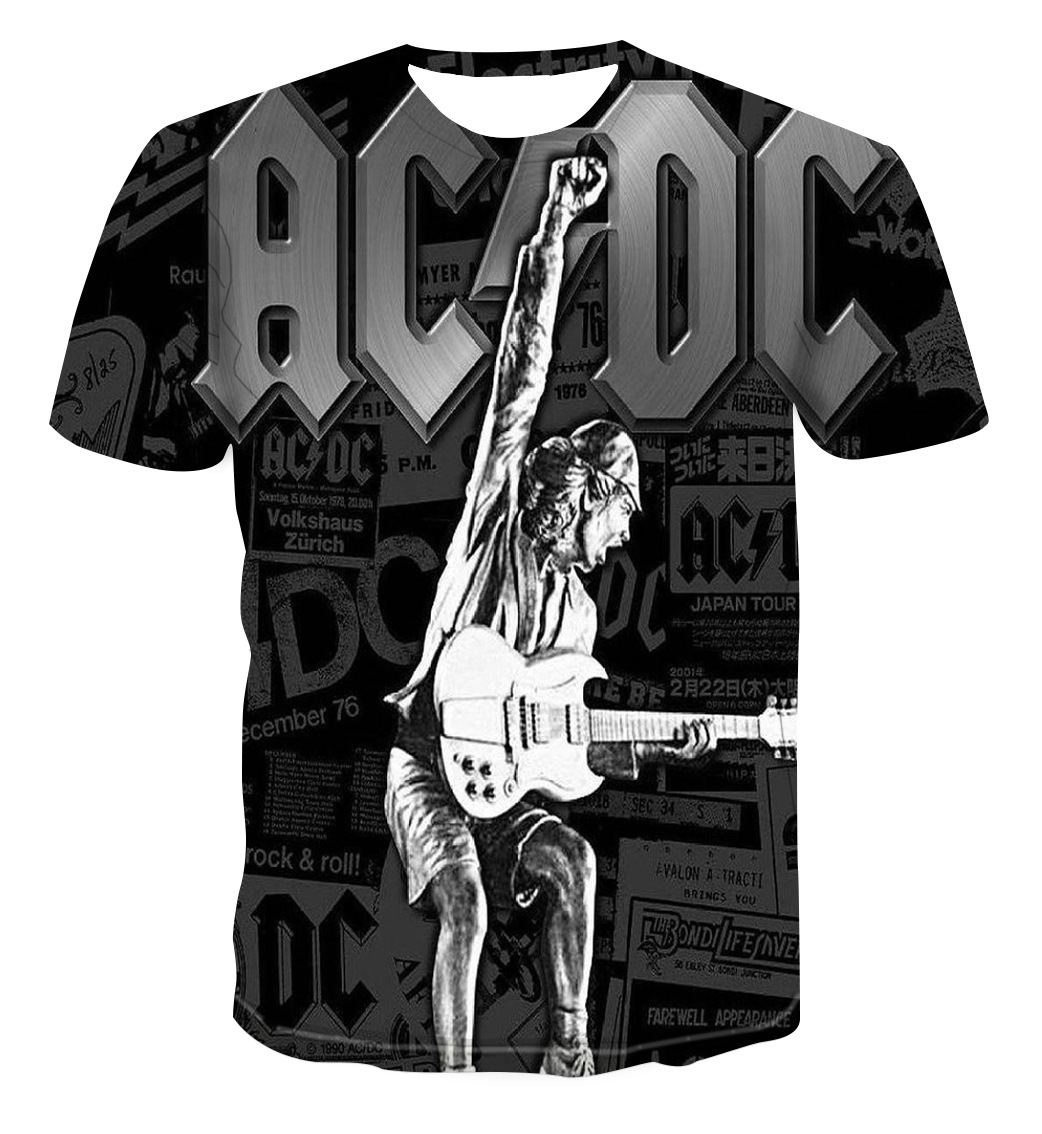外贸热销货源 欧美摇滚乐队acdc个性男装3d短袖t恤 夏季时尚流行