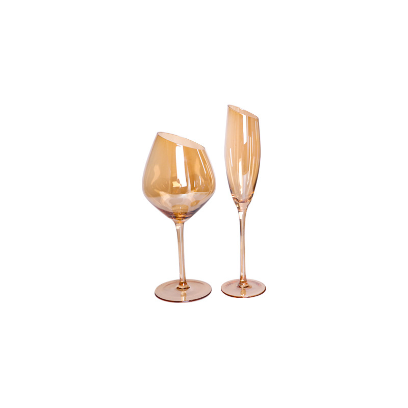 Oblique Cut Wine Set Series Household Colorful Smoky Gray Amber Red Wine Glass Goblet Champagne Glasses Restaurant Ideas Glass Wine Glass