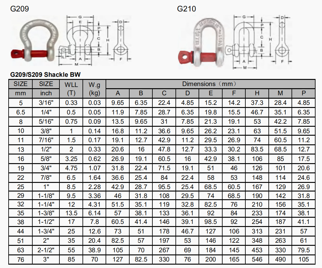 g209美标2130弓型直型210起重卸扣2150吊装带索具链条美弓卸扣