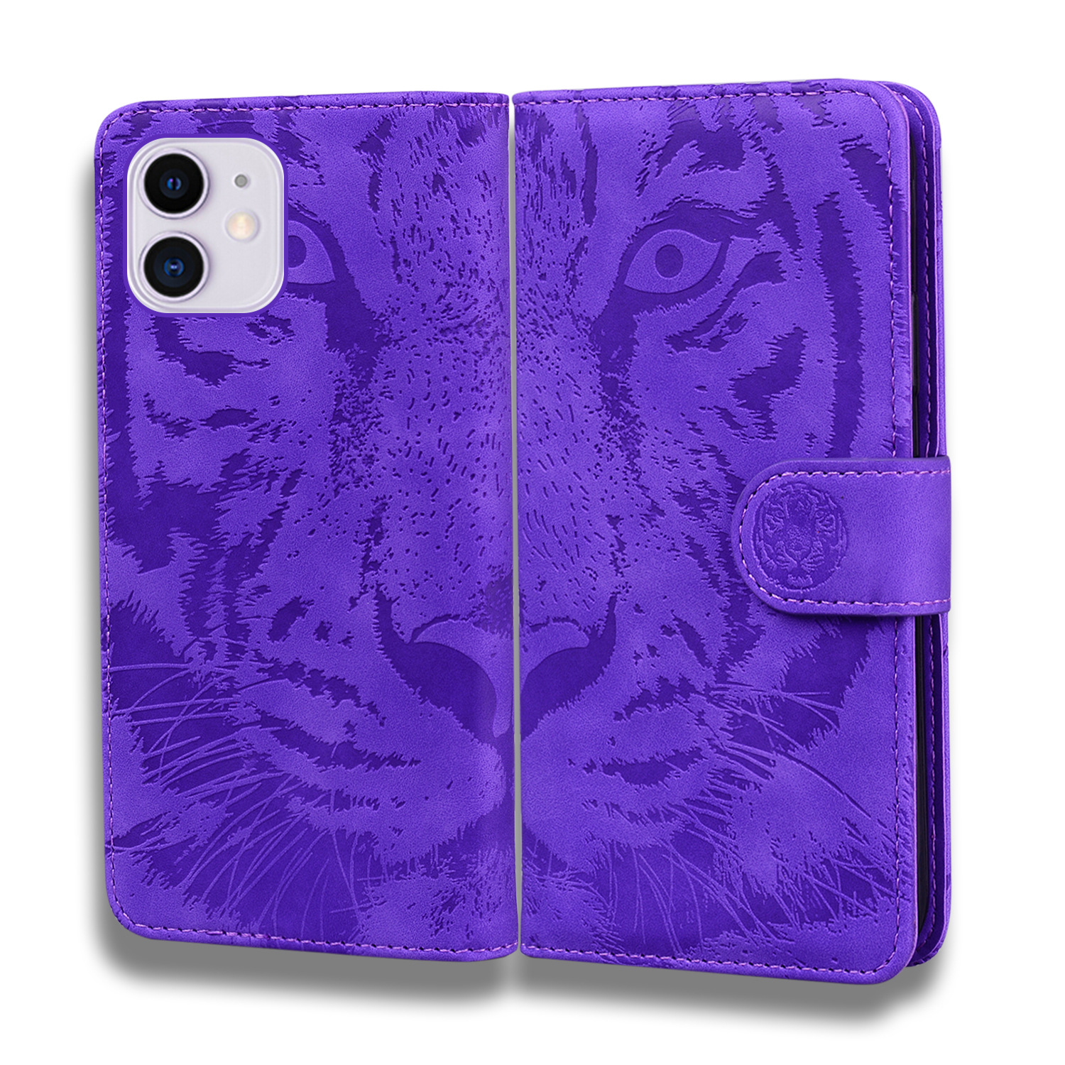 适用iphone12压花老虎肤感手机皮套xs苹果11插卡翻盖note20保护套