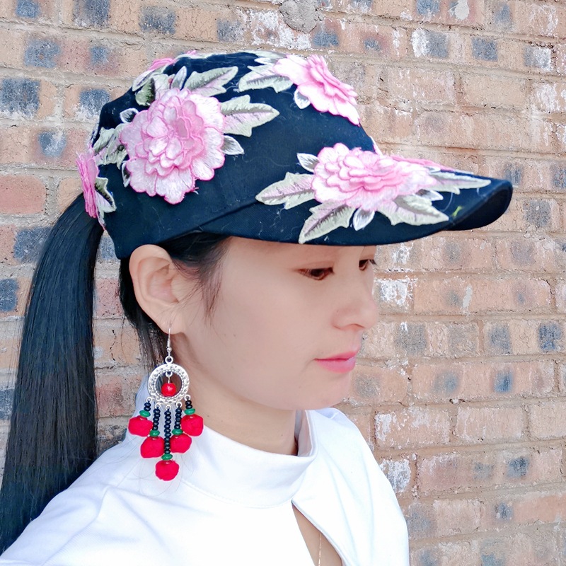 民族特色新款花朵帽子时尚民族风女式遮阳帽休闲棒球帽批发