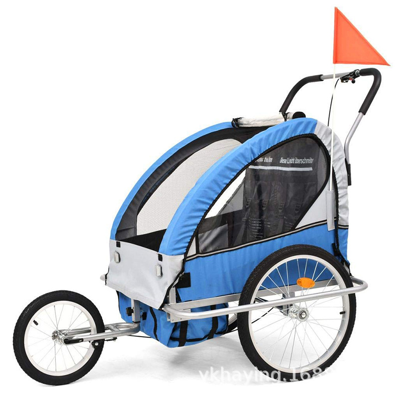 Cross-Border Multi-Functional Parent-Child Outdoor Children's Bicycle Trailer Wholesale Foldable Double Baby Baby Stroller