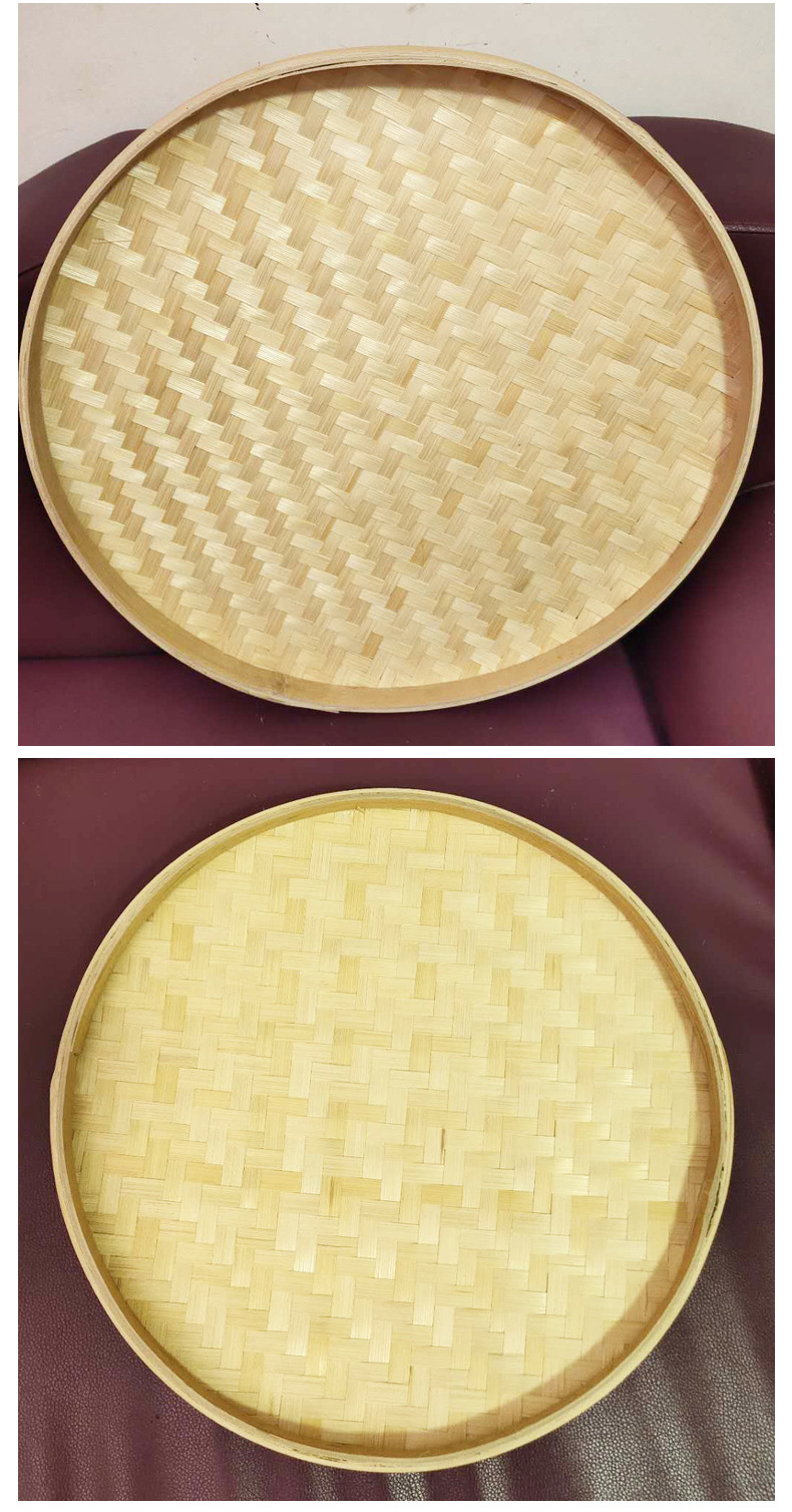 手工竹编平盖竹筛子 圆簸箕装饰竹匾竹畚箕有孔圆筛平盖批发