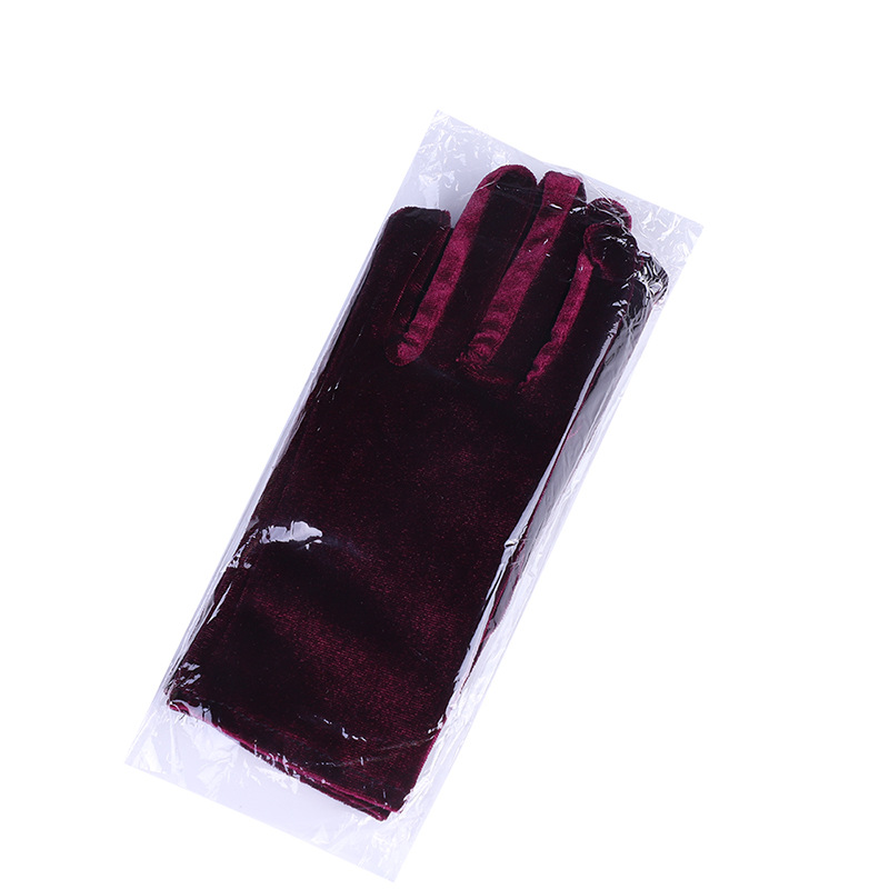 秋冬季女士金丝绒手套弹力平口丝绒手套户外骑行保暖开车手套批发