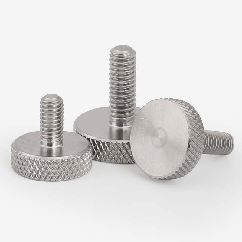 工厂直供304不锈钢平头滚花手拧螺丝钉gb835大平头镜面螺钉螺栓m3