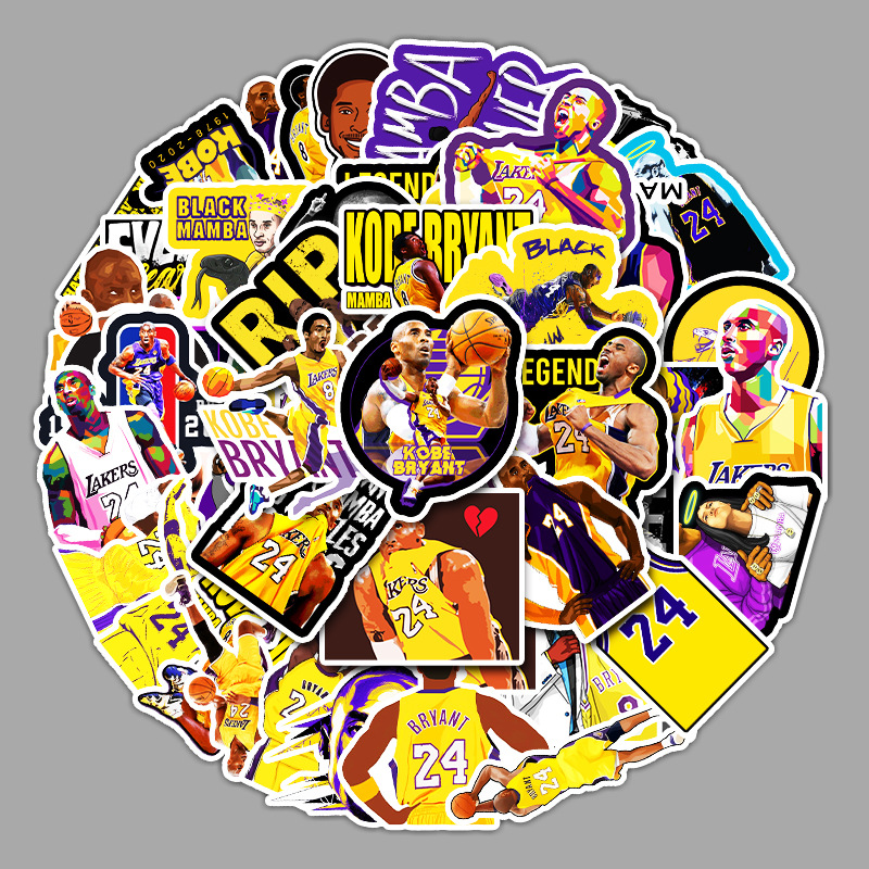 51张nba球星科比涂鸦贴纸笔记本电脑电瓶车汽车吉他防水装饰贴纸