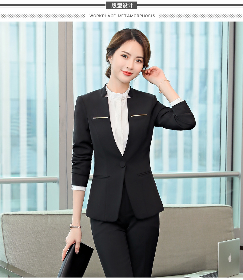 酒店经理工作服秋冬装女领班前台收银员长袖银行女士职业套装西服