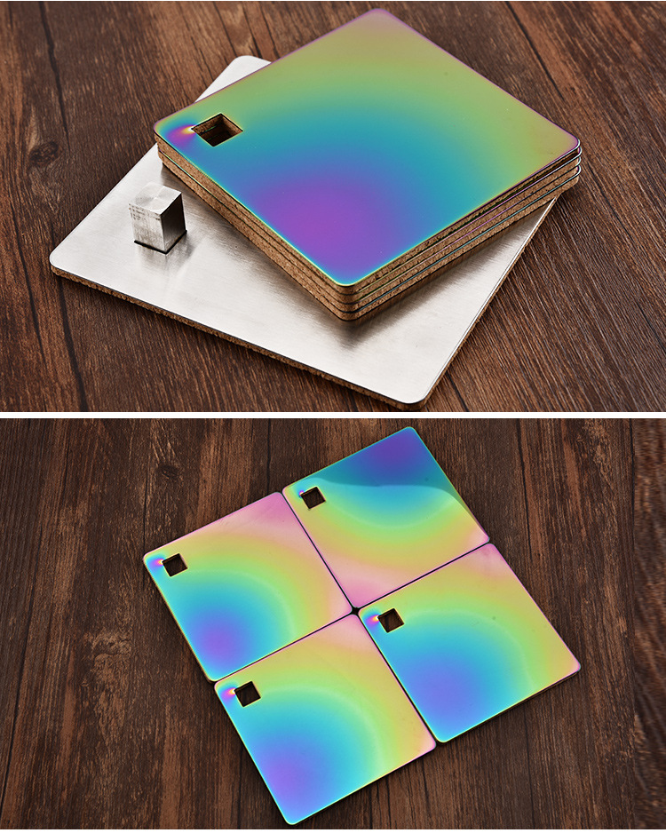 新款七彩不锈钢杯垫,镀钛幻彩不锈钢杯垫套装-阿里巴巴