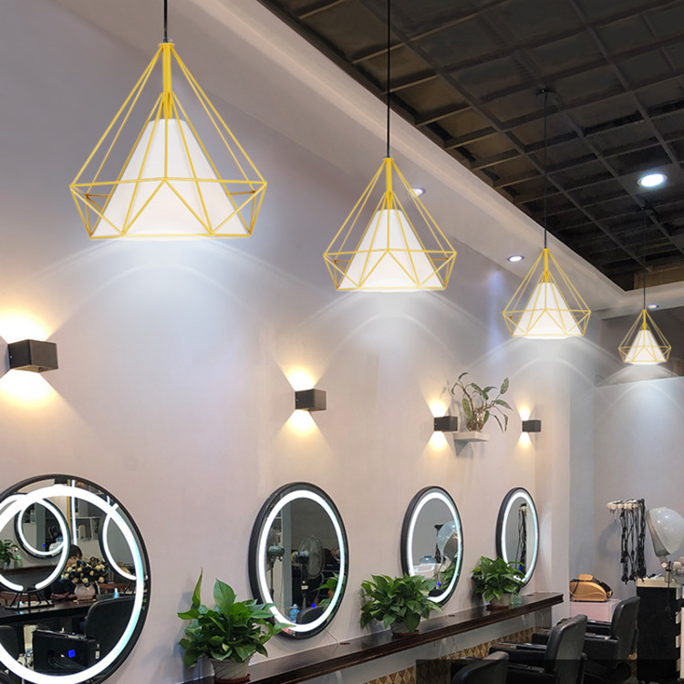 美发专用灯理发店吊灯超亮发廊服装店铺创意个性钻石网红美甲灯具