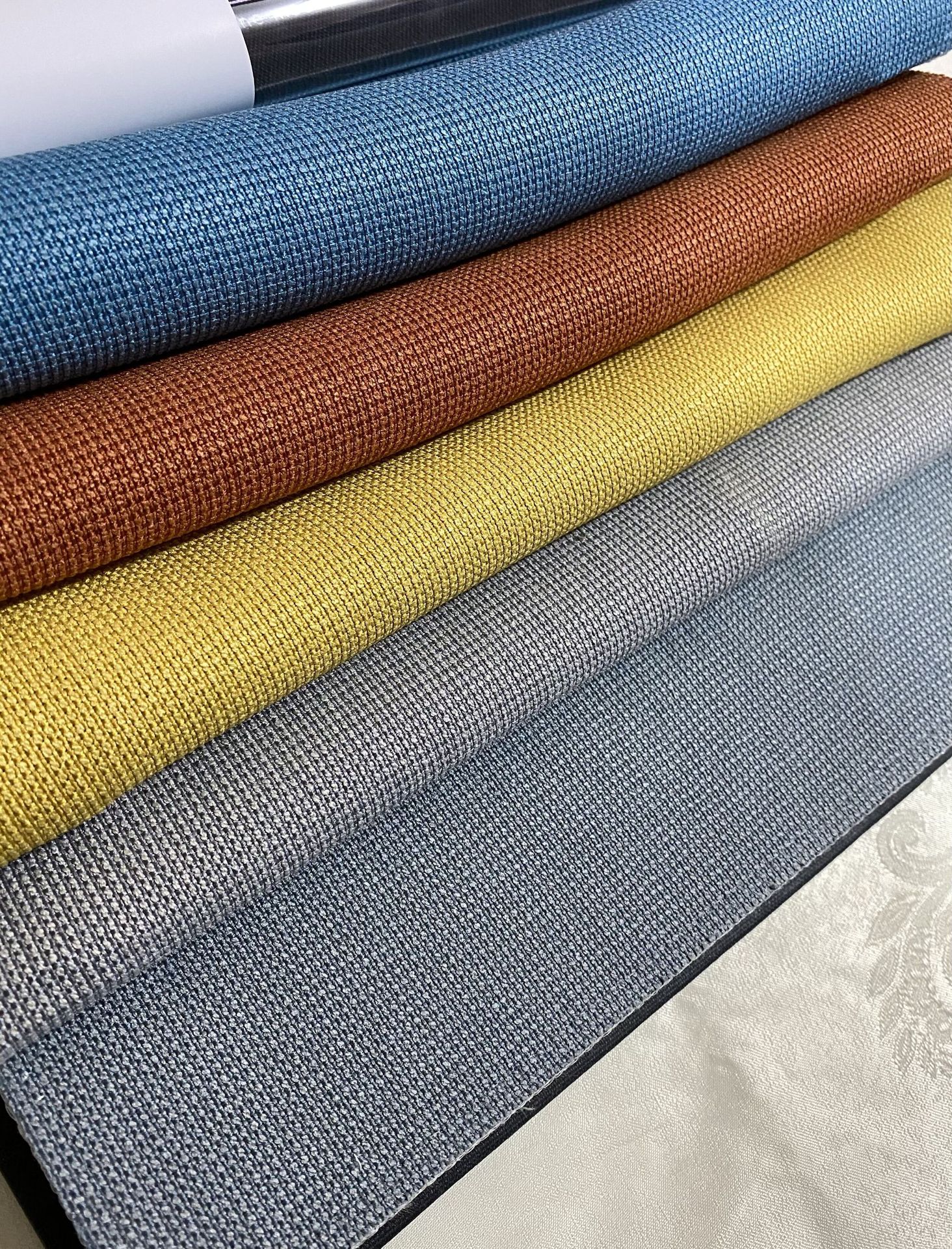 厂家直销 加厚细格纹遮光面料 宝丽格棉麻遮光窗帘家装工程遮光布