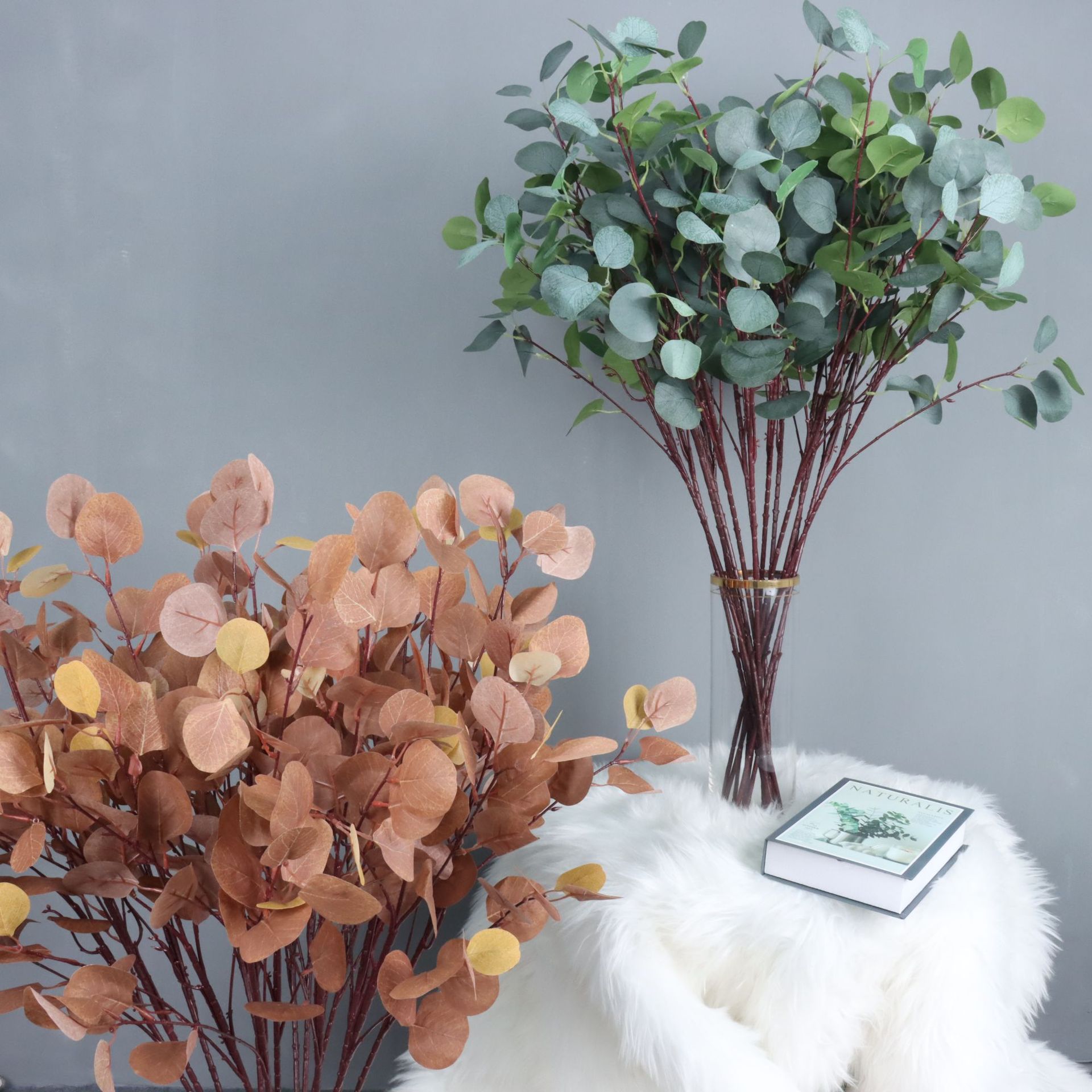 仿真苹果叶 金钱叶婚庆假花装饰花束婚礼插花柳叶 叶子 尤加利叶