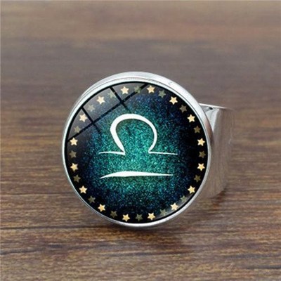 韩版时尚十二星座戒指女学生网红开口可调节指环日韩百搭夜光饰品