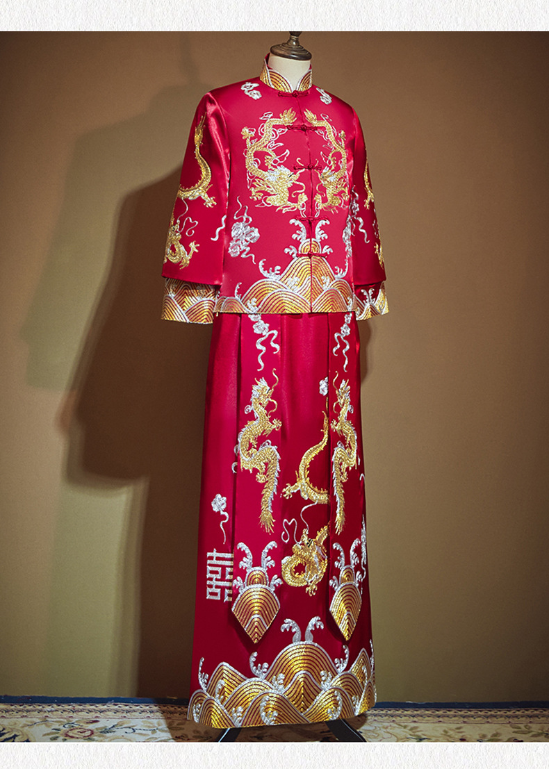 秀禾服男装2020新款中式新郎服男士古装婚服结婚礼服男唐装龙凤褂