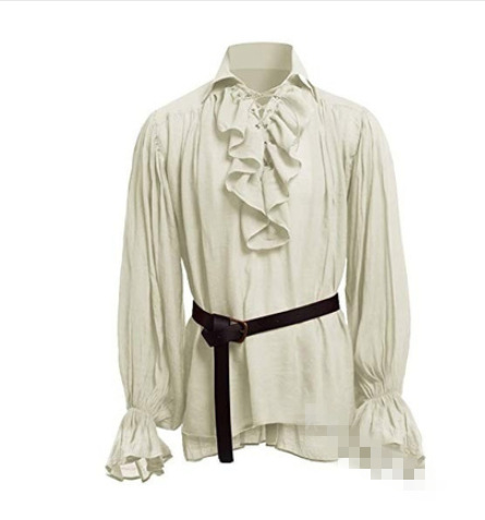 中世纪宫廷礼服荷叶花边领巾套头衬衫舞台剧表演cosplay摄影