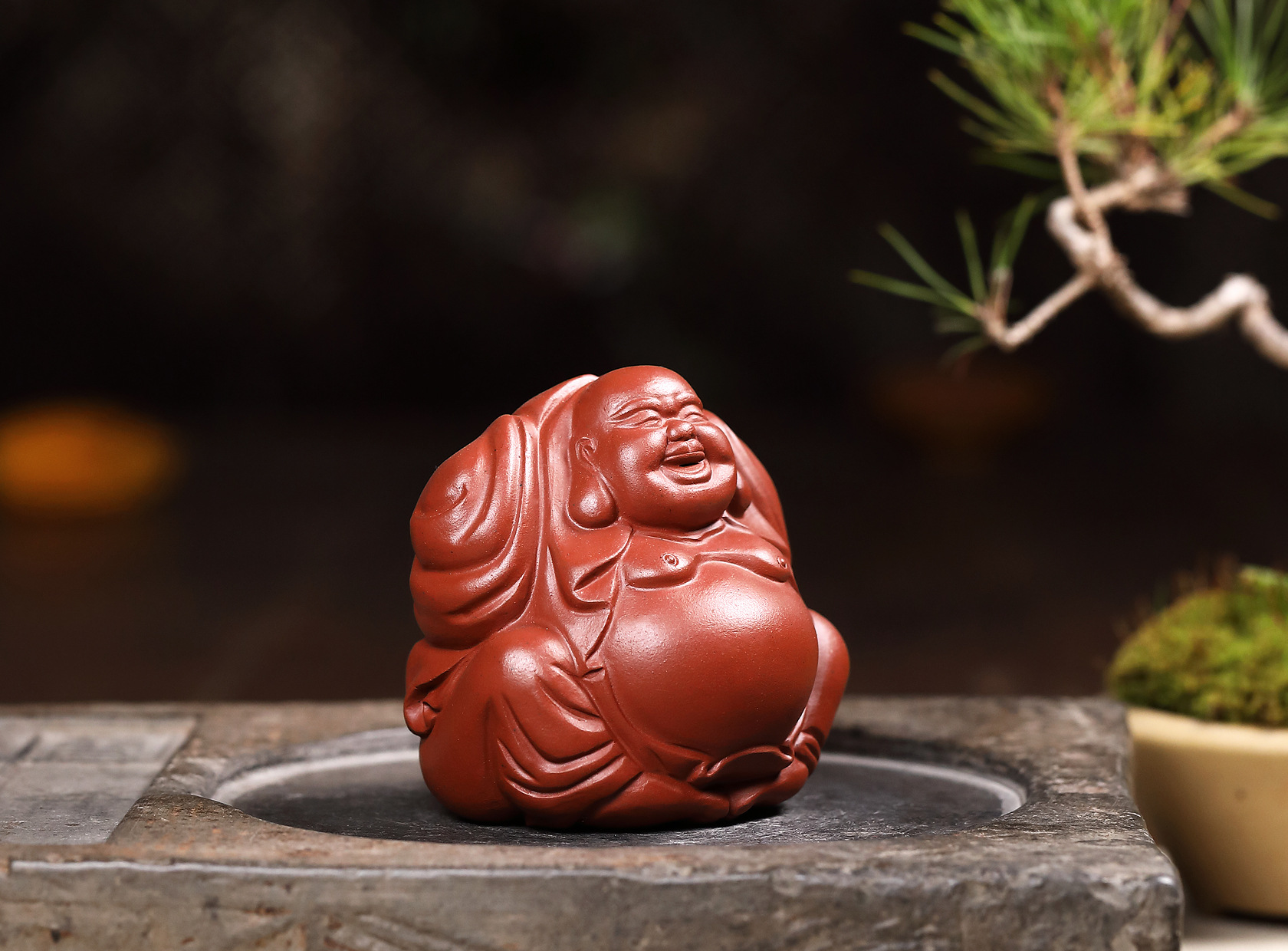 紫砂茶宠茶盘摆件开心弥勒佛茶具配件礼品定制批发