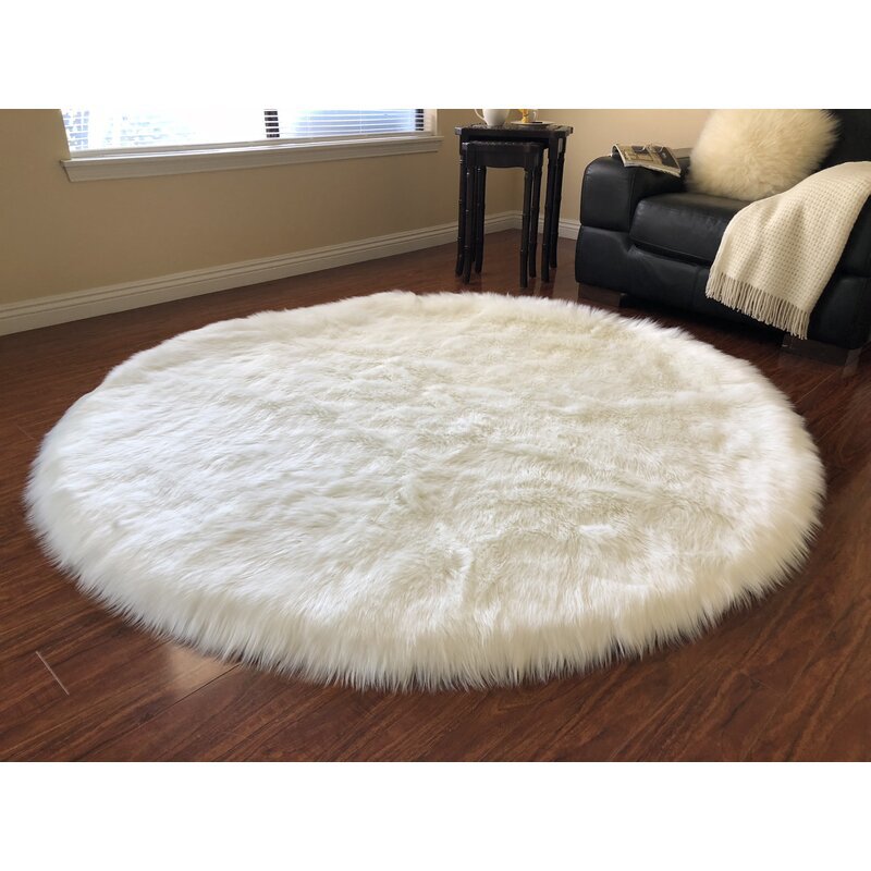 Wool-like Carpet round Floor Mat Plush Yoga Mat Bedroom Living Room Dressing Table Decorative Carpet Modern Minimalist