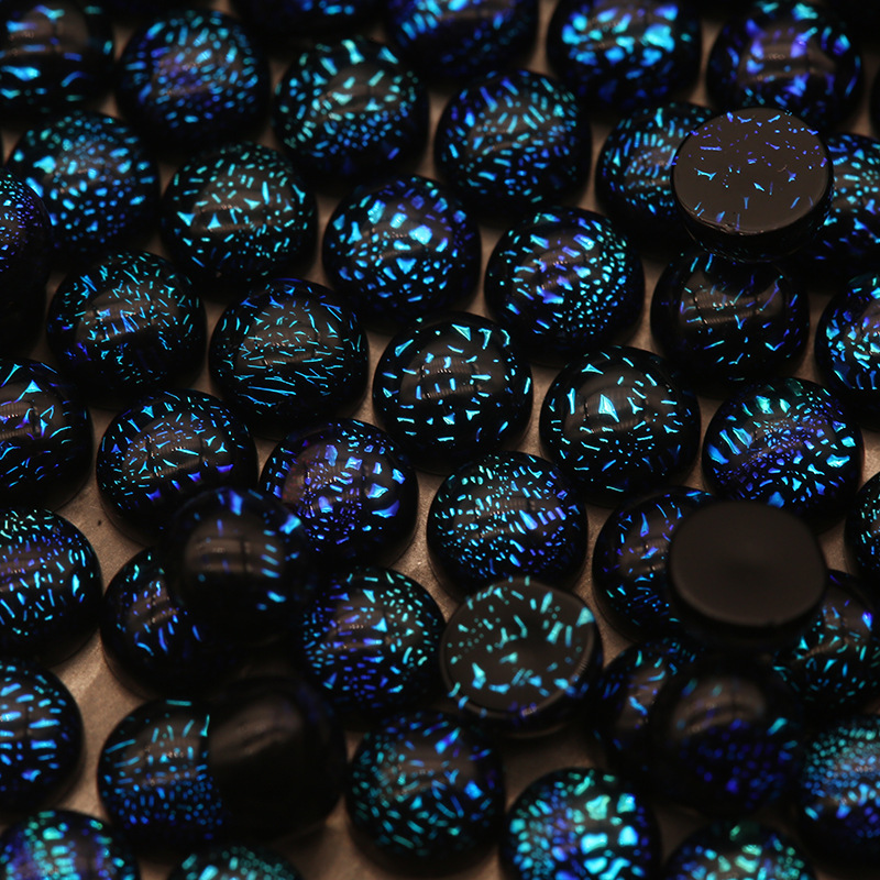 5-6-8--15mm星空彩箔琉璃 合成宝石玻璃裸石平底鼓面素面戒面定制