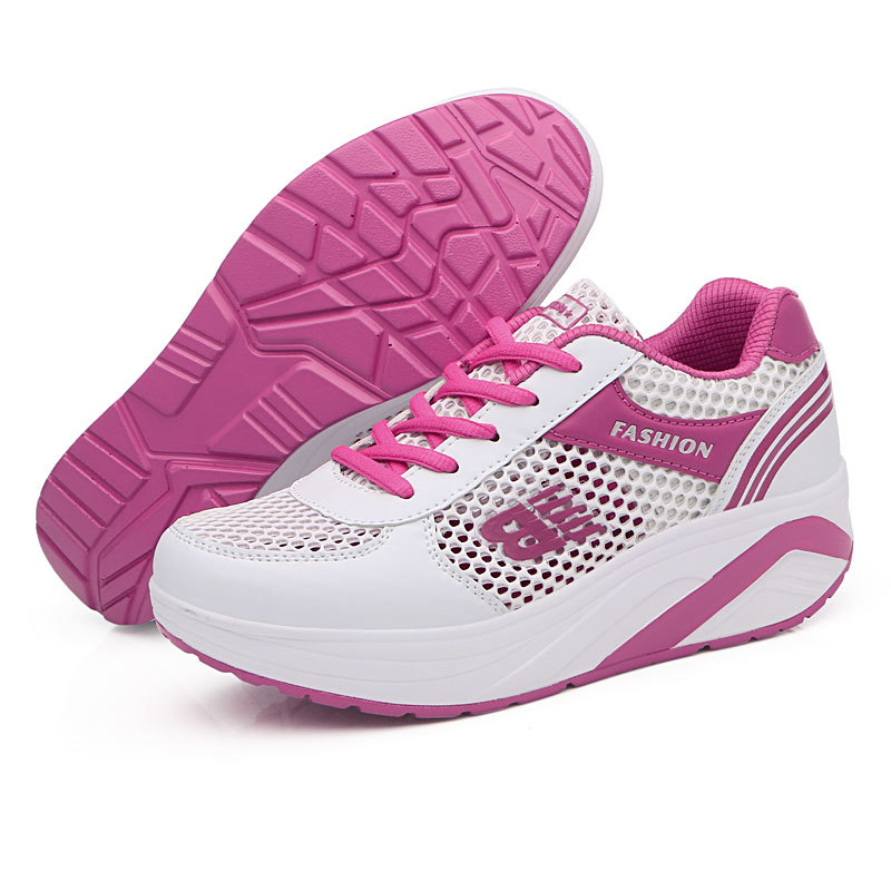 跨境摇摇鞋2020镂空网面透气厚底女士休闲运动鞋低帮跑步波鞋