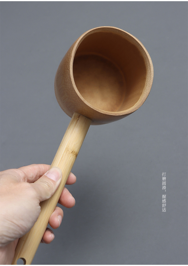 天然大竹节水勺 竹舀水瓢 老式竹制水勺 分茶勺楠竹水勺 茶道配件