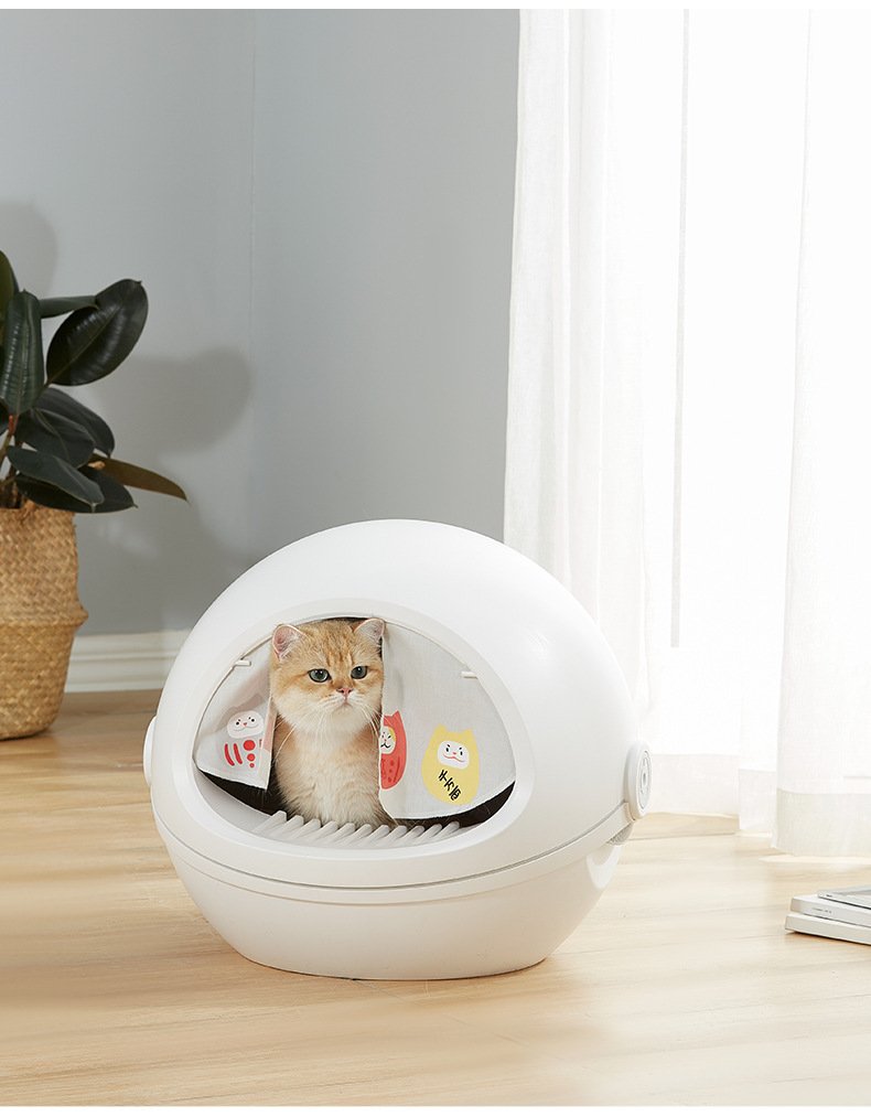 猫砂盆全封闭太空舱猫厕所大号防外溅可翻盖猫砂盆猫咪用品-阿里巴巴