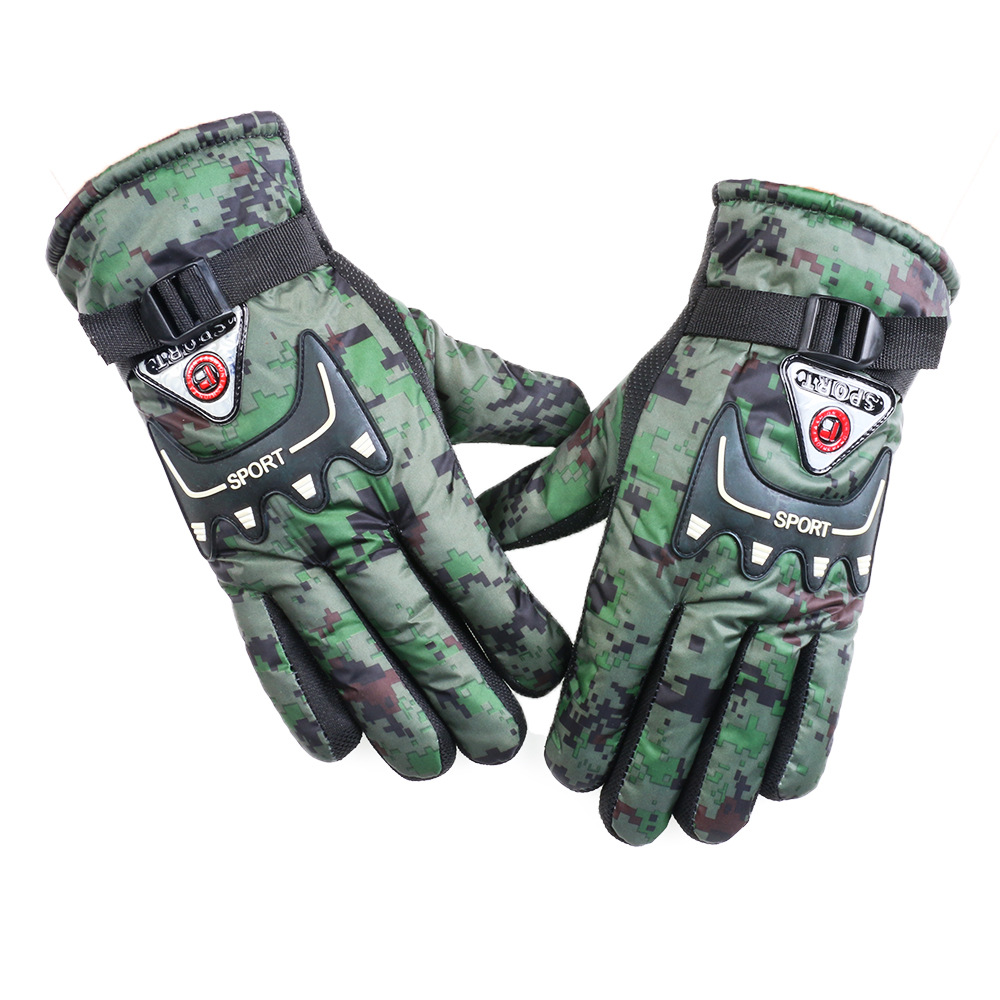 新款男女士冬季手套加厚迷彩手套加绒保暖滑雪骑行防寒男女士手套