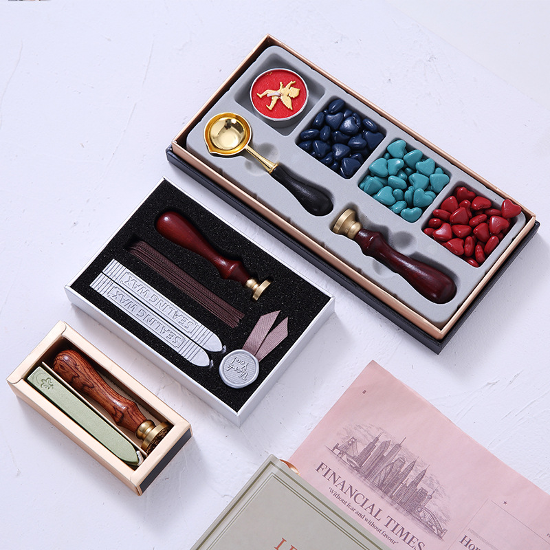 European-Style Retro Sealing Wax Seal Set DIY Card Mingxin Notebook Gift Blessing Words Fire Paint Sealing Wax Seal