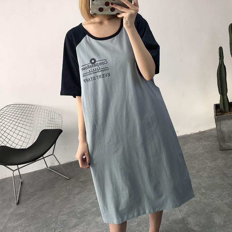 New Maternity Dress Nursing Maternity Clothes Side Open Short Sleeve Coat and Dress Summer Loose Large Size Mid-Length