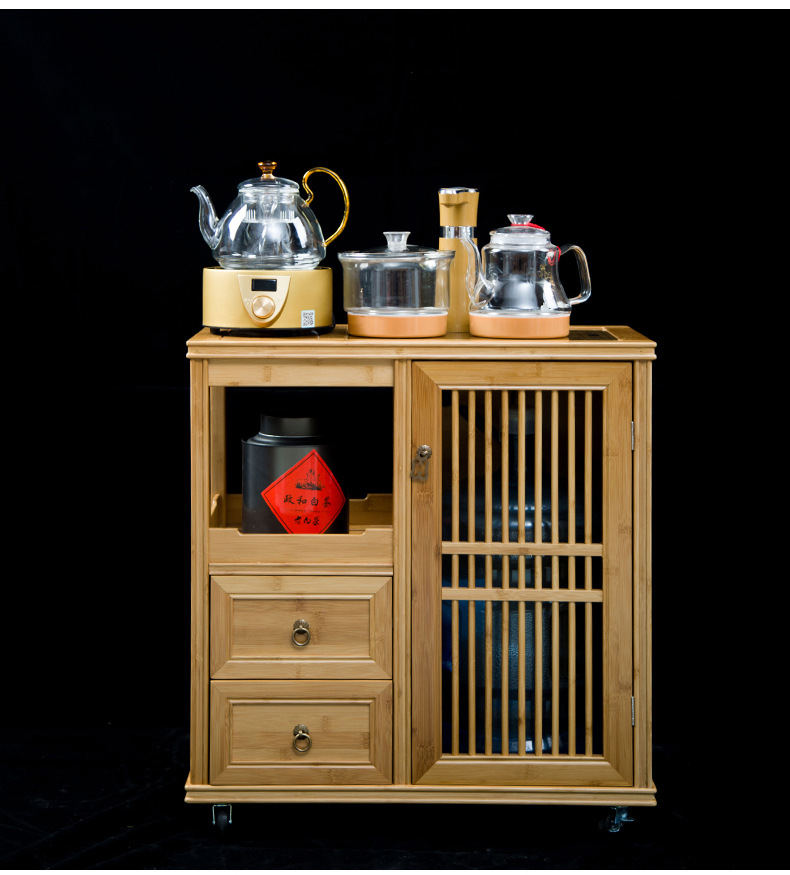 移动茶水柜中式储物自动烧水壶架子茶柜水桶茶吧柜茶台小茶桌边柜