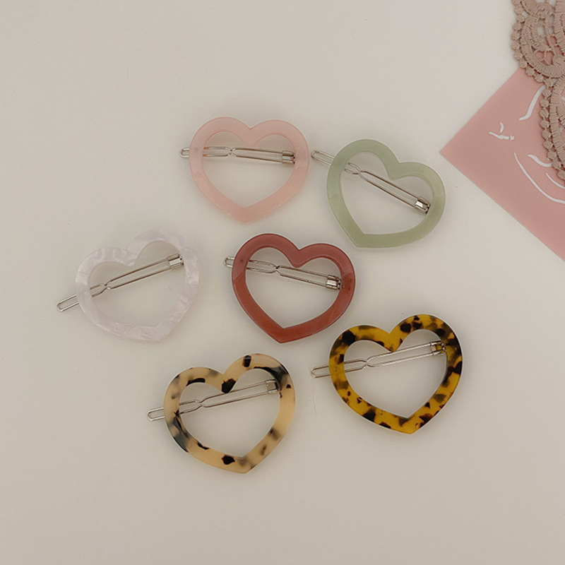 朵薇饰品 韩版爱心形状青蛙夹醋酸板材玳瑁色气质少女刘海边夹