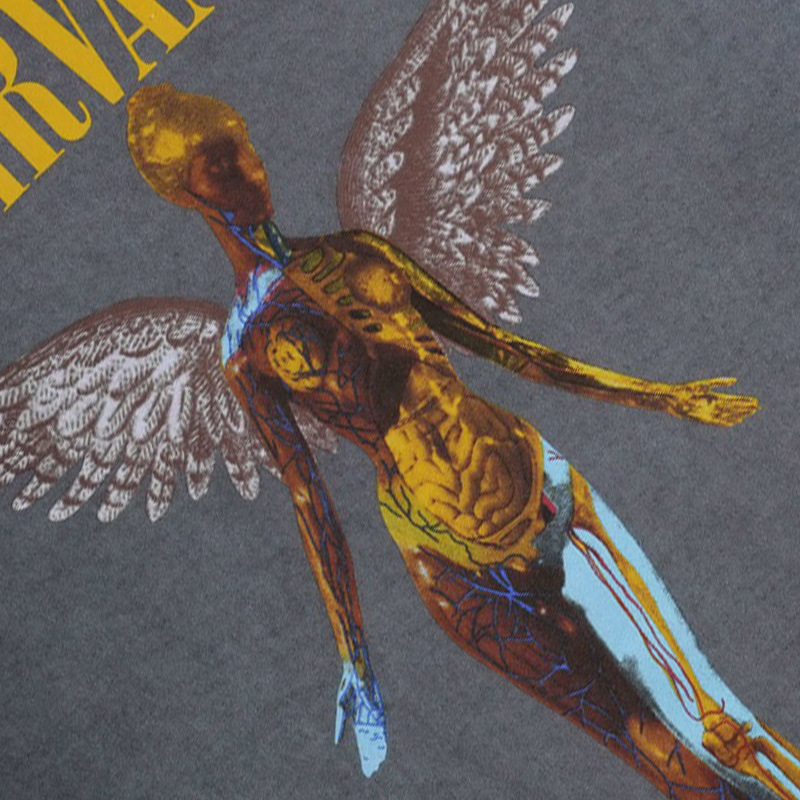 nirvana摇滚涅磐复古怀旧欧美外贸潮牌天使印花短袖t恤男女