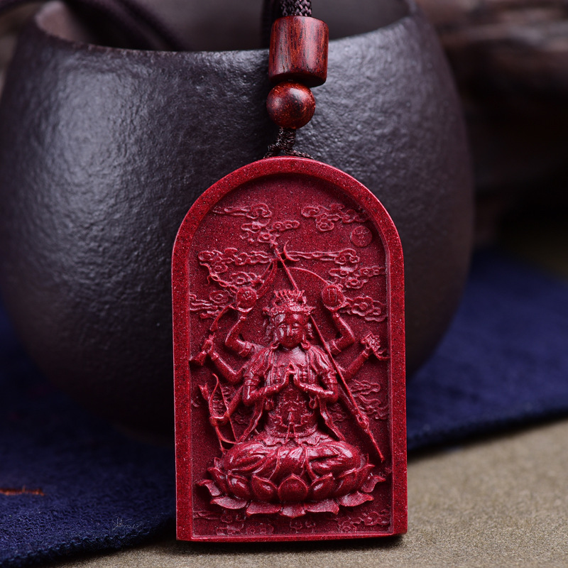 高含量紫金砂原矿真朱砂斗姆元君牌本命年挂件吊坠背云手链配件