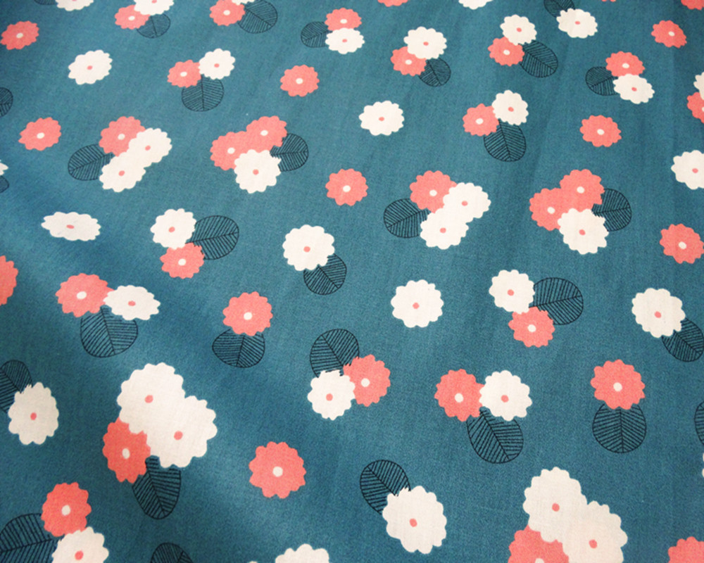 棉纯棉斜纹印花幼儿园卡通布料床品宝宝面料1.6米宽 小叶子花