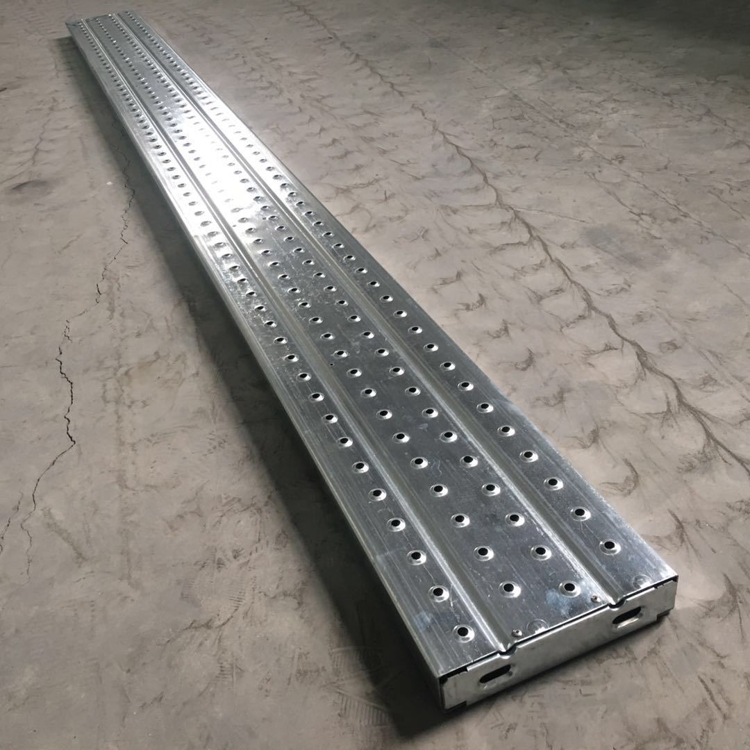 工地热镀锌钢跳板可定制打孔防滑脚手架钢跳板圆孔钢架板厂家