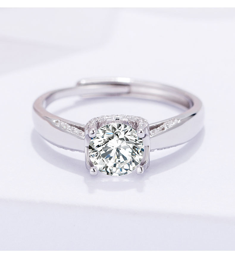 s925银 莫桑钻石 十心十箭经典风标 四爪克拉求婚钻戒 厂家直供