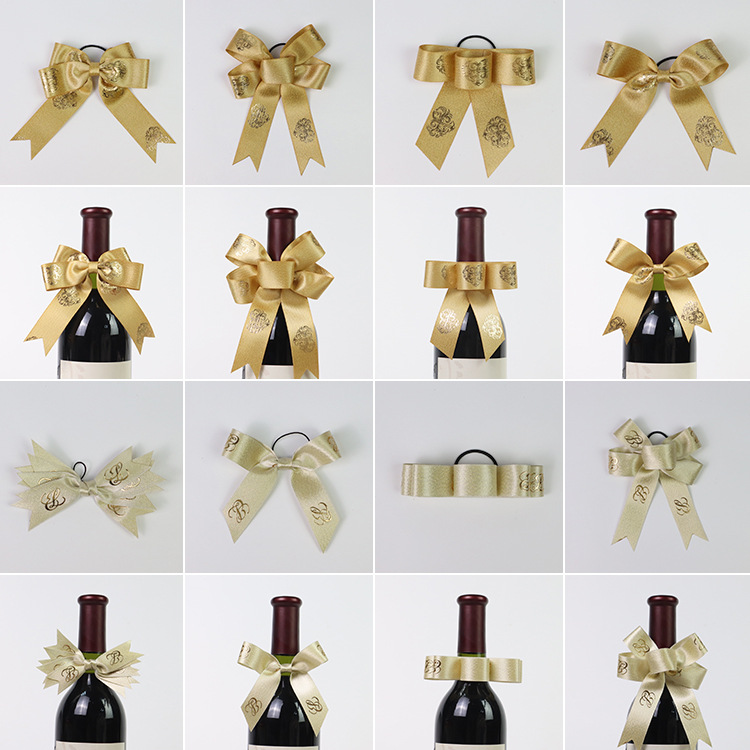 酒瓶花,酒瓶蝴蝶结,化妆品蝴蝶结,香水蝴蝶结材料:金丝丝带缎带, 普通