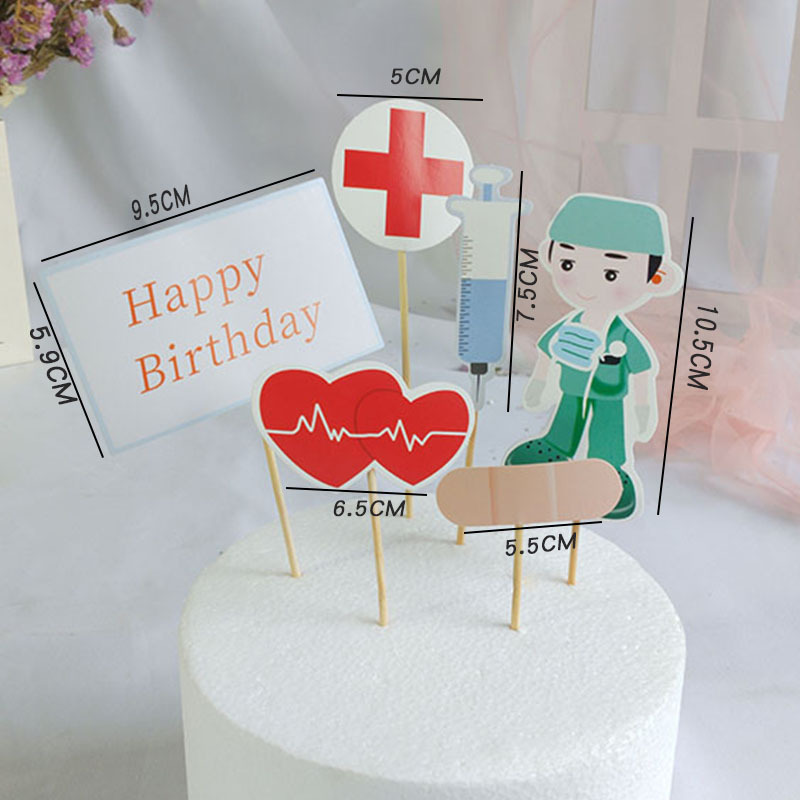 烘焙蛋糕装饰创意白衣天使护士节医生主题插件生日派对甜品台插旗