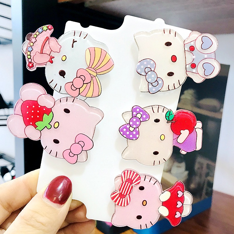 韩版亚克力卡通发夹可爱女孩公主鸭嘴夹kitty刘海夹边夹宝宝头饰