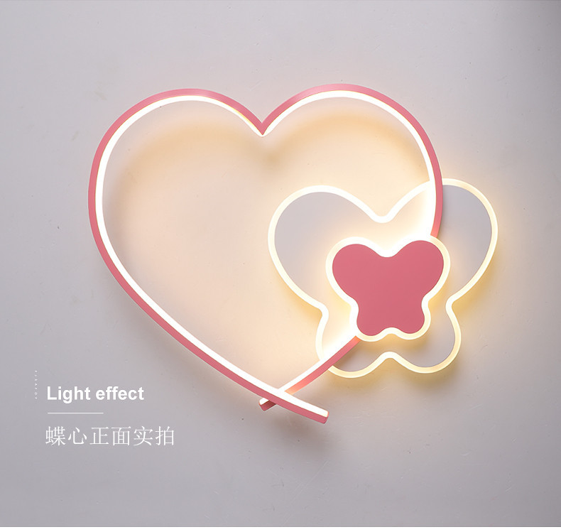 简约时尚心心相印卧室灯温馨浪漫主人房间灯 led吸顶灯可爱心形灯