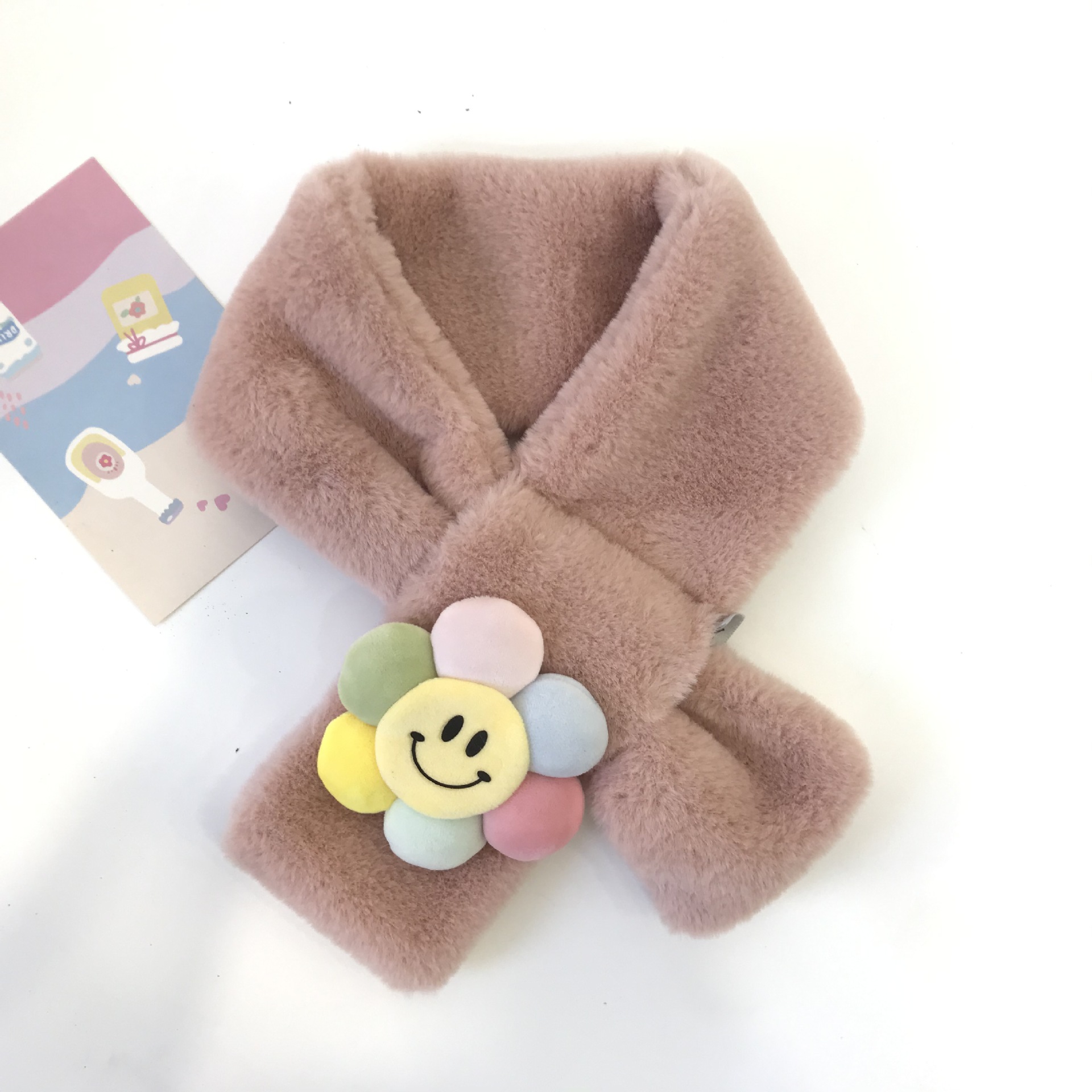 儿童围巾冬季亲子围巾毛绒仿兔毛韩版秋冬季男童女童宝宝围脖保暖