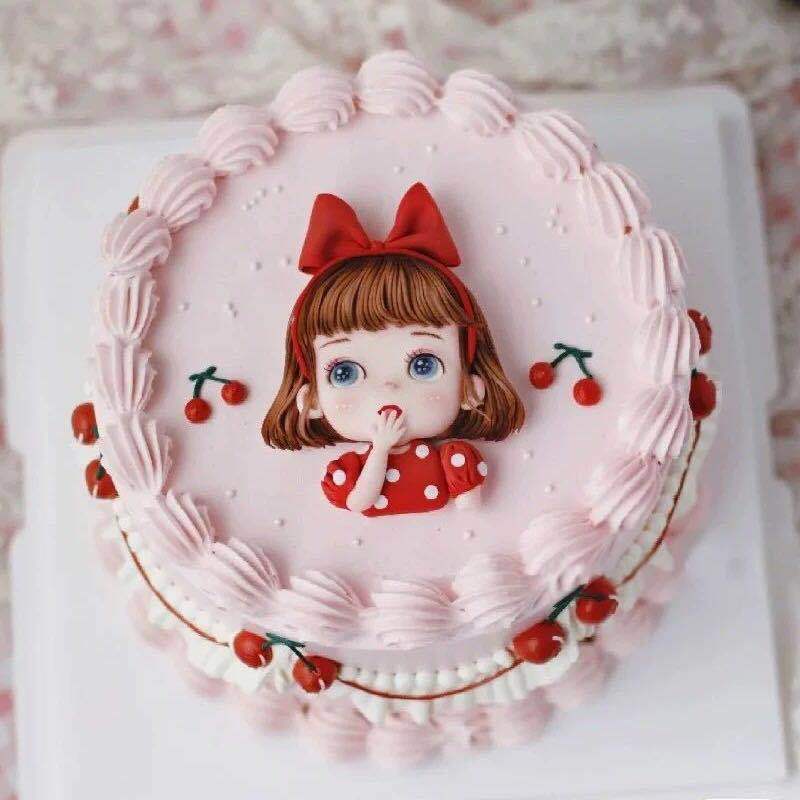 少女心唯美软陶蛋糕女孩蝴蝶结生日蛋糕装扮节日派对用品插件套