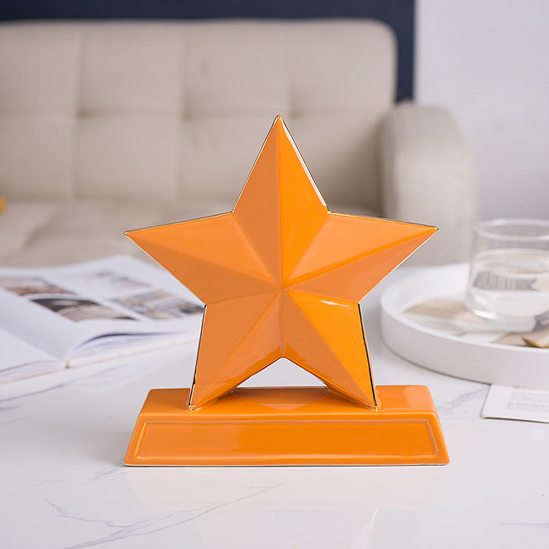 五角星抽象陶瓷摆件家居工艺品办公室样板房客厅电视柜软装饰品