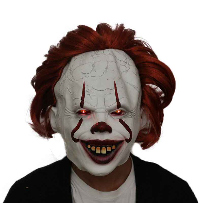 电影同款小丑回魂面具2乳胶面具led发光回魂小丑面具恐怖面具